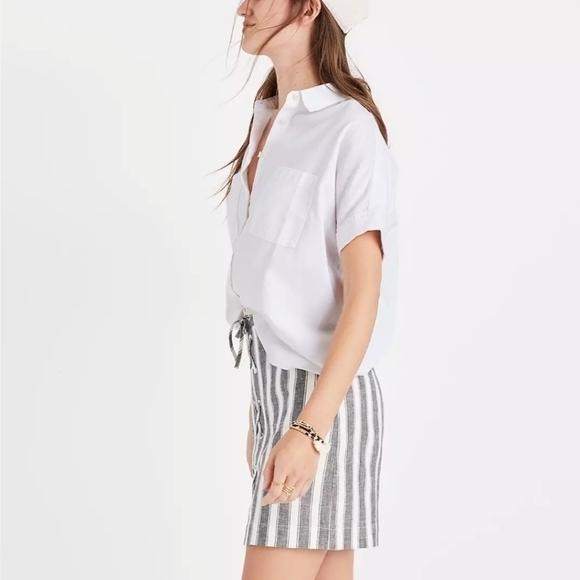 Madewell Linen Blend striped lace up skirt size 6 - Picture 2 of 9